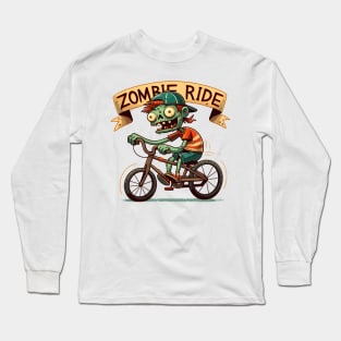Zombie Ride - Zombie boy on bike Long Sleeve T-Shirt